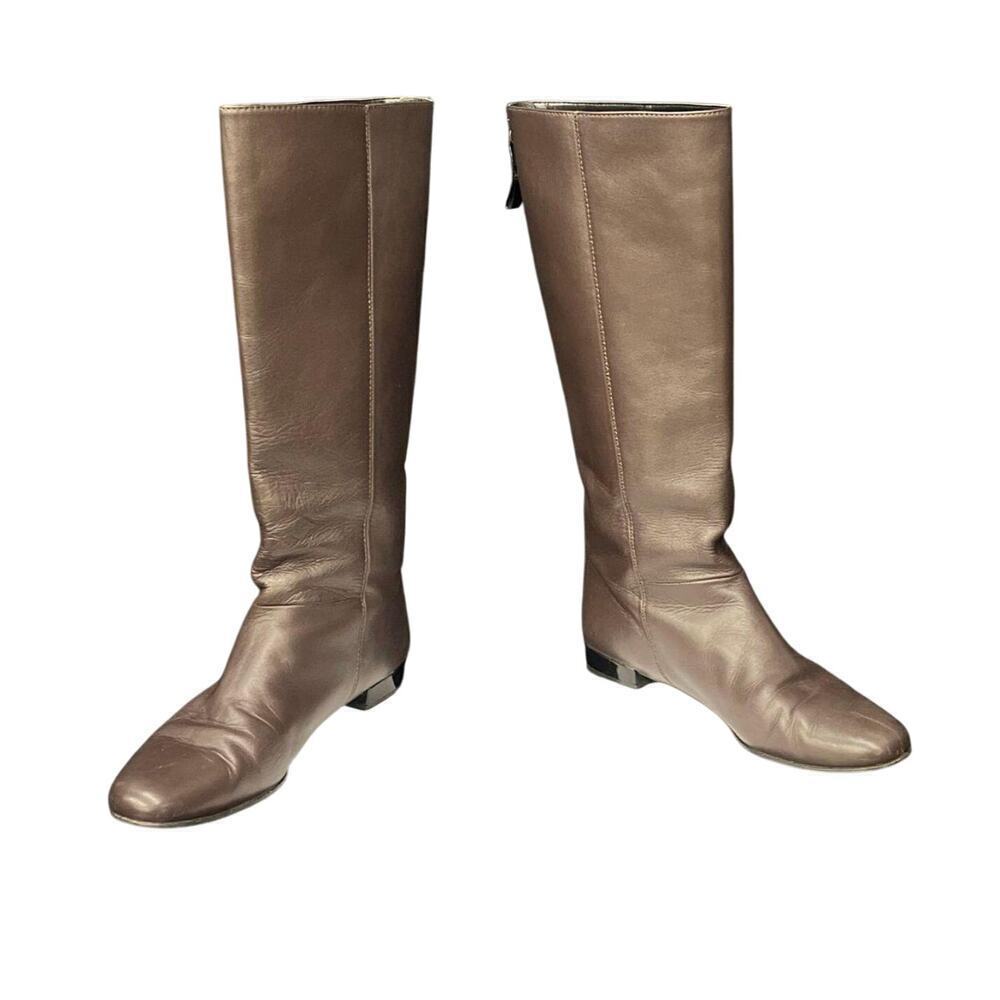 Kate Spade Chocolate Brown Leather Riding Boots 8B COA